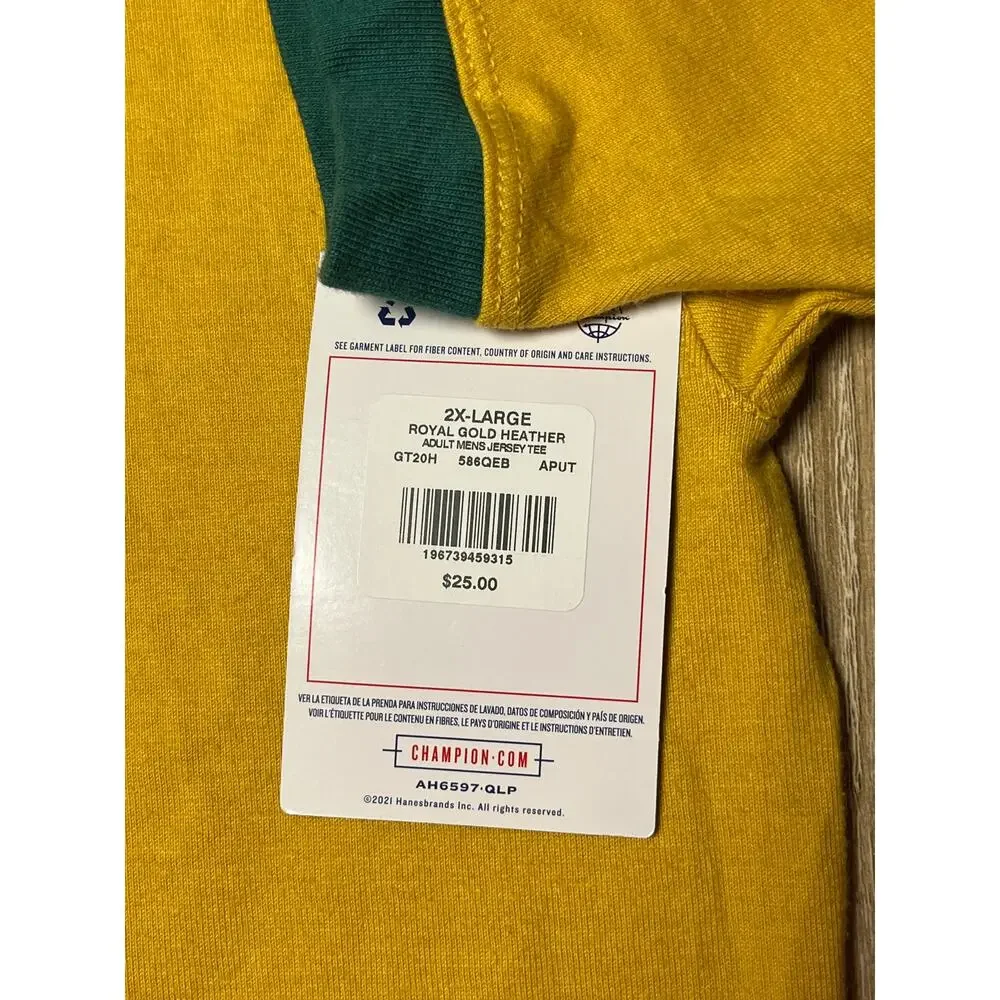 Champion Rec Club 5 Mile Run Yellow Green Heather 2XL TShirt NWT - Picture 3 of 6